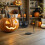 black plastic cauldron set with rack for halloween candy and decor 6