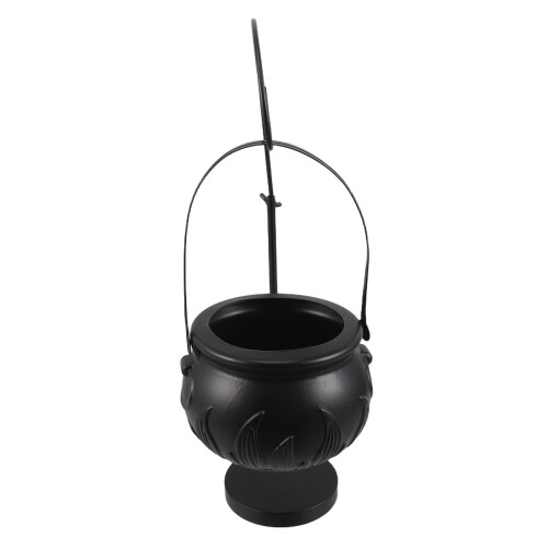 black plastic cauldron set with rack for halloween candy and decor