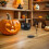 black plastic cauldron set with rack for halloween candy and decor 5