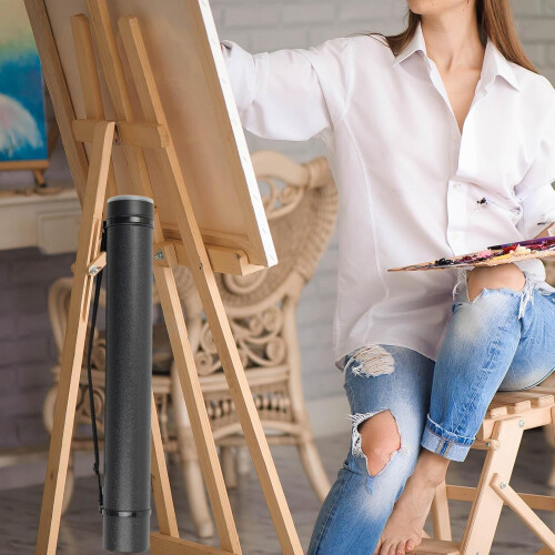Poster Tubes Crush Proof Waterproof Container Shoulder Strap Telescoping Reusable For Artwork Documents Blueprints Maps 1
