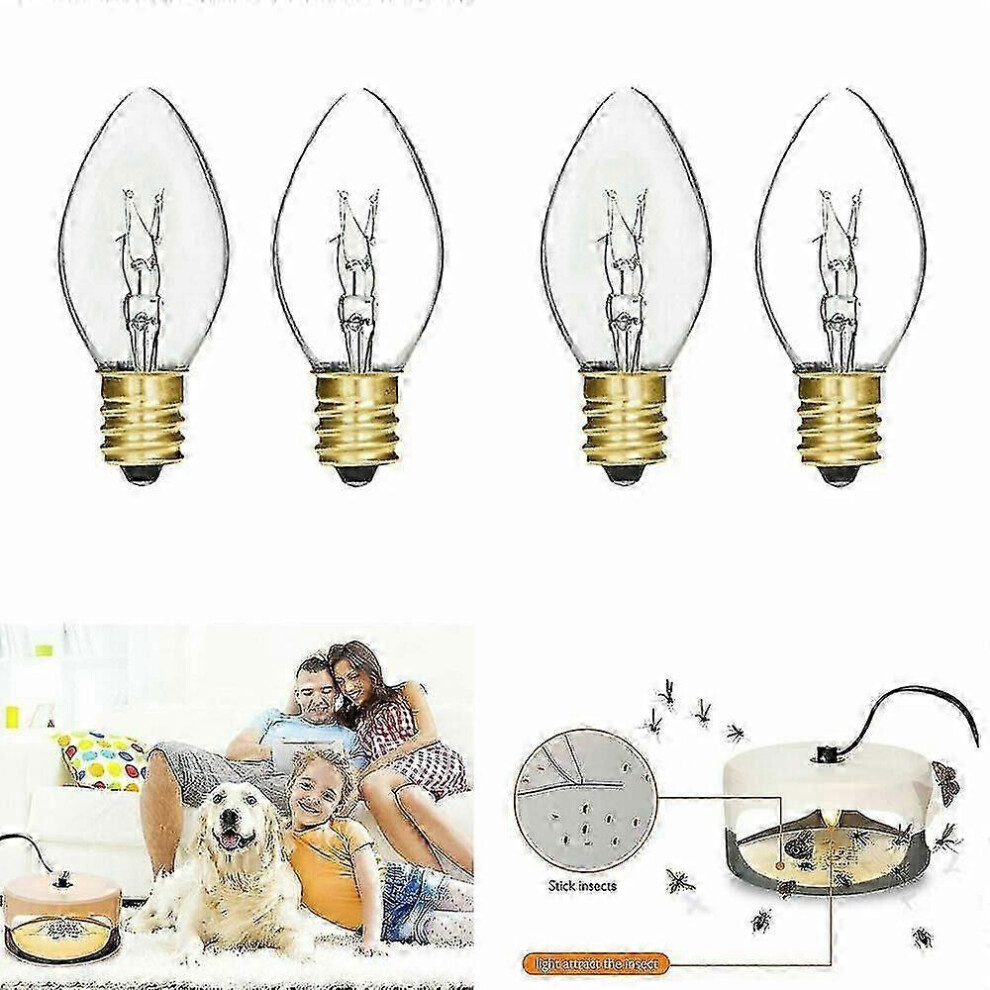 Pack of 4 E12 7W Replacement Bulbs for Sticky Dome Flea Trap