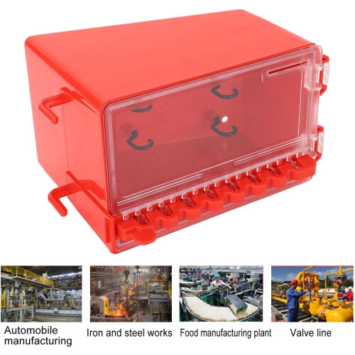 Lockout Tagout Lock Box With 6 Inside Hooks 2 Outside Hooks 8 Latches Key Slot PC Panel Wall Mounted Front Panel 1