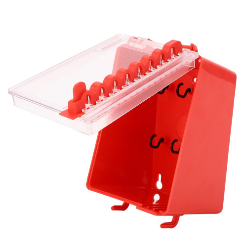 Lockout Tagout Lock Box With 6 Inside Hooks 2 Outside Hooks 8 Latches Key Slot PC Panel Wall Mounted Front Panel
