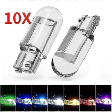 （Pink） 10pcs W5w 194 T10 Glass Housing Cob Car LED Bulb 6000k White Green Blue Red Wedge License Plate Lamp Dome Light White