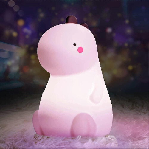Silicone Dinosaur Night Light for Kids, Color Changing, Pink