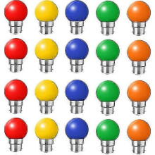 20 Pack Colorful LED Light Bulbs B22 Bayonet Cap Mini Golf Ball Globes for Patio Garden Party