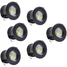 Pack of 6 black mini LED recessed ceiling spotlights, 3W, warm white, for cabinet