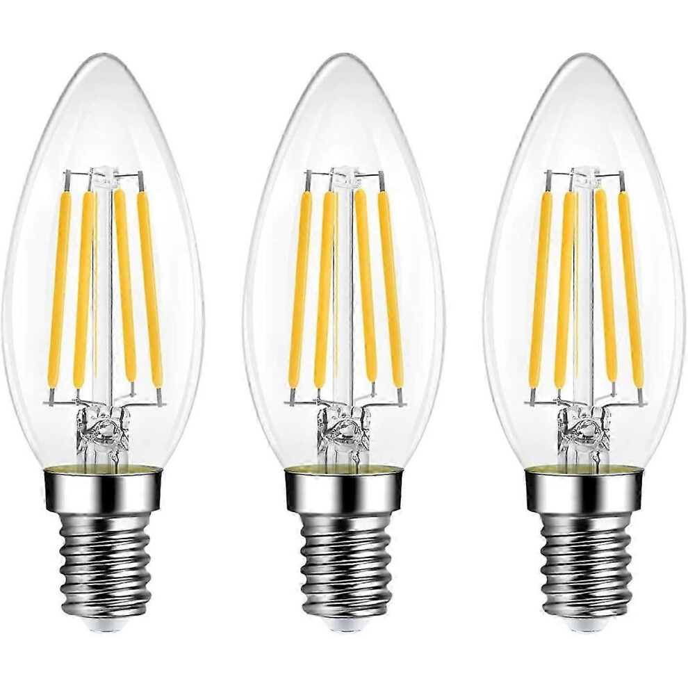Dimmable Warm E14 Led Bulb, 600Lm, 6W, Replace 60W Led Candle Bulb, 2700K, Warm Vintage Style, Energy Saving, For Glass White