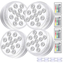 Pack Waterproof Submersible LED Lights with Remote Control, RGB Color Changing Pond Lights