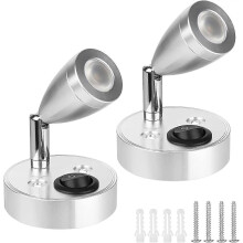 (White 6000K) 2 Pack 12V LED Reading Light Spotlights, 3W Interior Lighting for Motorhome, 180 Rotatable Bedside Lamp, 3000K Warm Light for Camper