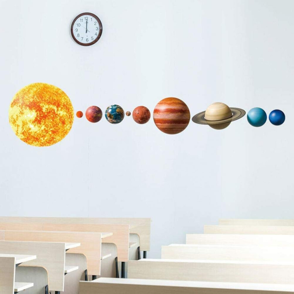 Solar System Planets Wall Stickers Educational Space Theme Vinyl Decals Removable Multicolor For Kids Room Nursery Decor