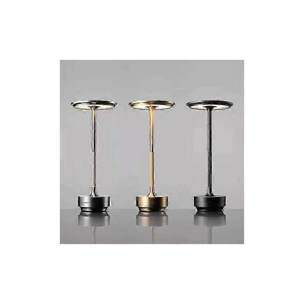 （Black） Cordless Desk Lamp Usb Rechargeable Metal Dimmable Desk Lamp Black