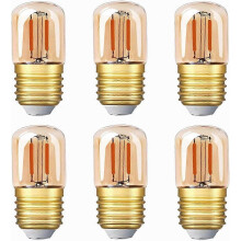 Mini Tubular LED Bulb, 1W T28 Edison LED Filament Bulb E27 Screw Base 2200K Super Warm White Light Bulb for Decoration 80lm Non-Dimmable (Amber)