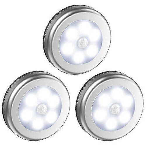 (3 pieces - white) Set of 3/6 motion sensor lights. Closet light. LED sensor lighting. Battery operated.