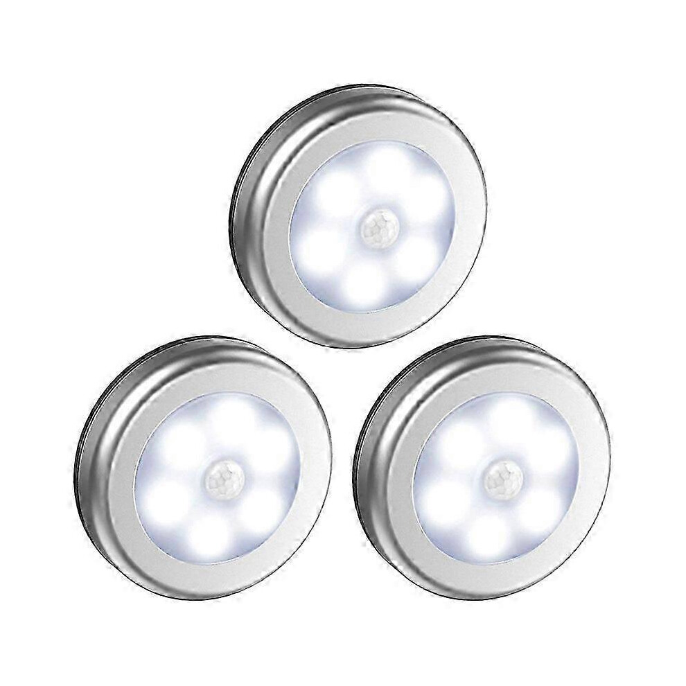(3 pieces - white) Set of 3/6 motion sensor lights. Closet light. LED sensor lighting. Battery operated.