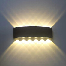 Black 12W LED Indoor Wall Light, Aluminum, Up and Down Spot, Night Light, Warm White