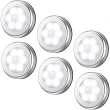 (6 pieces - white) Set of 3/6 motion sensor lights. Closet light. LED sensor lighting. Battery operated.