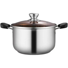 Stockpot Thickened Composite Steel Soup Pot, Stainless Steel Double-Ears, Large Capacity, Household Hot Pot, One Color A