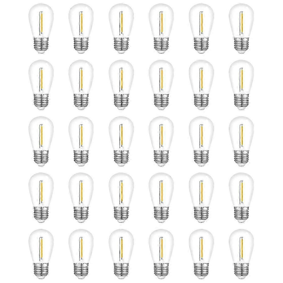 30 Pack Outdoor String Lights, Waterproof S14 Replacement Bulb, E26 Base, Warm White