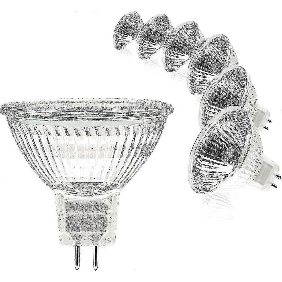 Halogen Bulb, Mr16 Spot, 12V 35W, Gu5.3, Dimmable, Mr16, 2 Pin, Warm 2700K, Pack Of 6 White
