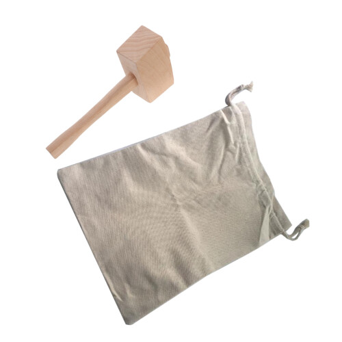 set borsa canvas con mazzuolo per tritaghiaccio, cocktail