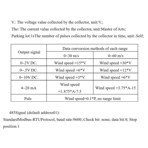 Polycarbon Wind Speed Sensor Outdoor Weather Station Transmitter 0-60 M/S Range 0-10V Output High-Precision Anemometer 1