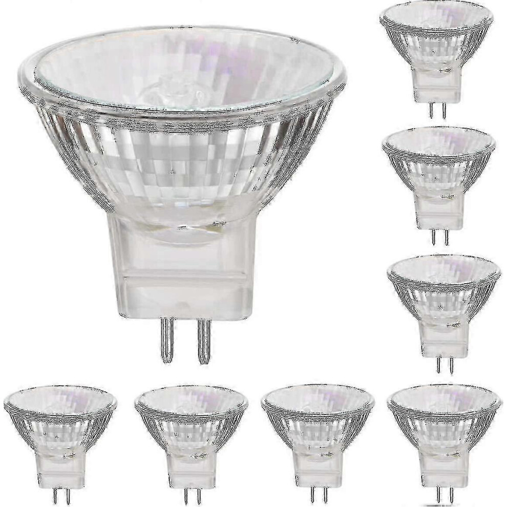 12V 20W Halogen Bulbs, Gu4 Base, Warm 2800K, Dimmable, Pack Of 8 White