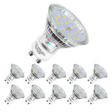 Pack of 10 LED bulbs, GU10-5W equivalent to 60W, cool white 6000K, 120 wide beam, LED spotlight bulbs