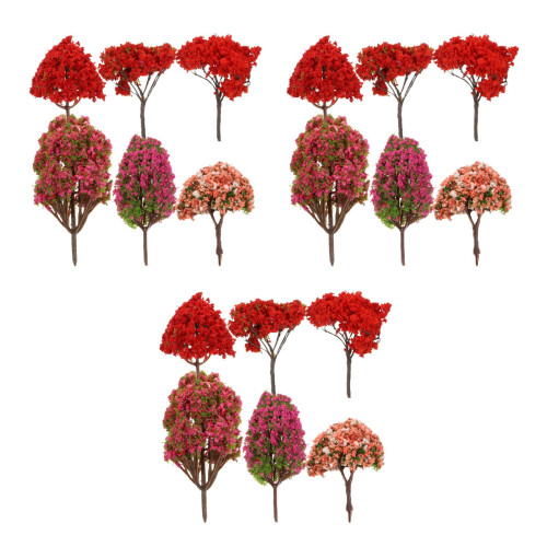 3Packs Red Miniature Simulation Trees for Garden Decorative Scenery 2