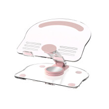Transparent Acrylic Tablet Stand Holder 360 Degree Rotating Base Foldable Desk Tablet Holder For Home Office Pink