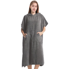 Beach Poncho Hooded Towel For Adults Quick-Dry Bath Robe Dark Gray Unisex Travel Pool Gym Camping