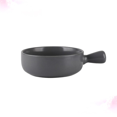 round ceramic baking plate with handle for home kitchen use grey 2