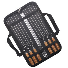 10 roestvrijstalen bbq-satéprikken met opbergtas