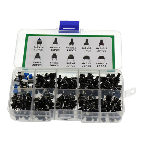 180 Pcs/Set Micro Switch Circuit Board Push Button Switches Assorted 1