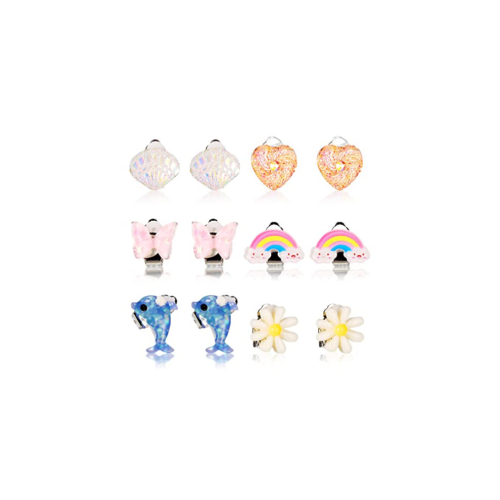 6pair Play Date Must-Have Exquisite Craft Clip On Earrings For Kids