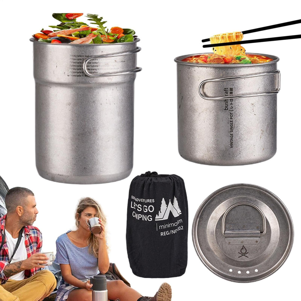 Camping Pot Set Stainless Steel Cookware, Portable With Handle, Two Folding Pots For Backpacking And RV Camping Outdoor-image-OPC-PKM982H-NEW