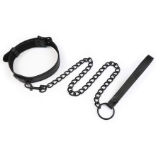 Black Leather Locking Neck Cover Collar For Stage Role Play Accessories, Model B183, Adjustable Size