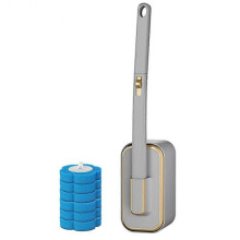 (Grey) Hygienic Bathroom Toilet Cleaner Kit With Replaceable Heads Toilet Bowl Cleaner Wand with Holder for Toilet Cleaning