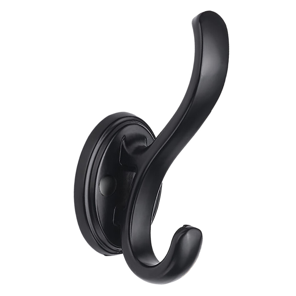 Black Wall Mount Coat Hook Punch-Free Zinc Alloy