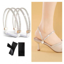 (White Silver Diamond) Shoes Decorations Strap Anti Falling Elastic Band for Daily Use