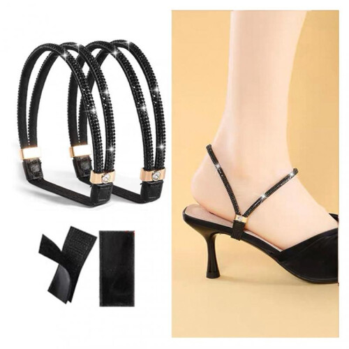 (Black Diamond) Shoes Decorations Strap Anti Falling Elastic Band for Daily Use