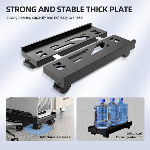 Mobile Computer Tower Stand Adjustable Wheel Rolling PC Case Holder Black Enhanced Cooling And Flexibility 1