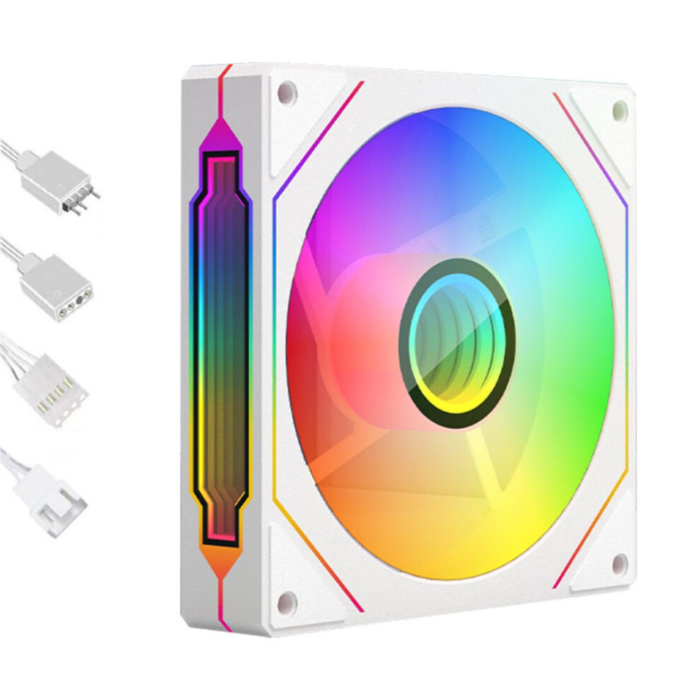 Argb Pc Fan 120Mm Pwm Cooling 650-1600 Rpm Reverse Airflow For Gaming Rigs And Cpus White 9016109955722