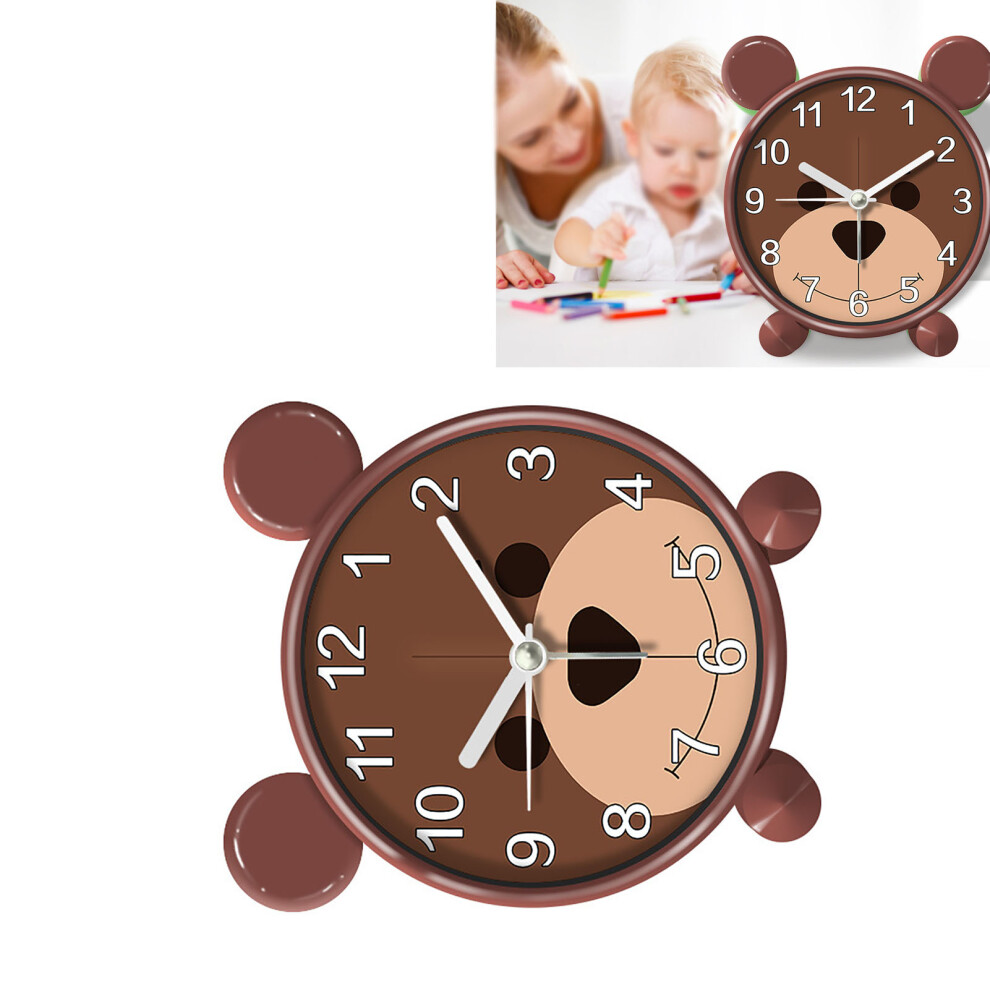 Bear Kids Alarm Clock - Silent Desktop Timer, Abs, Aa Battery Brown