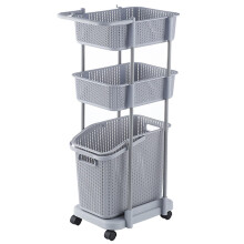 Rolling Multi-Layer Laundry Cart With Wheels 41.5x35x97 cm Model B Bathroom Bedroom Hamper Shelf Cart