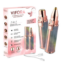 Eyebrow Trimmer for Women 2-In-1 Facial Hair Remover With Replaceable Heads For Eyebrows And Face Light Rainbow Color