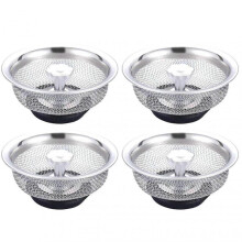 (4 loading) Kitchen Sink Stainless Steel Basket Strainer with Rubber Stopper Metal Filter Basket for Food Scraps For Home Bathroom