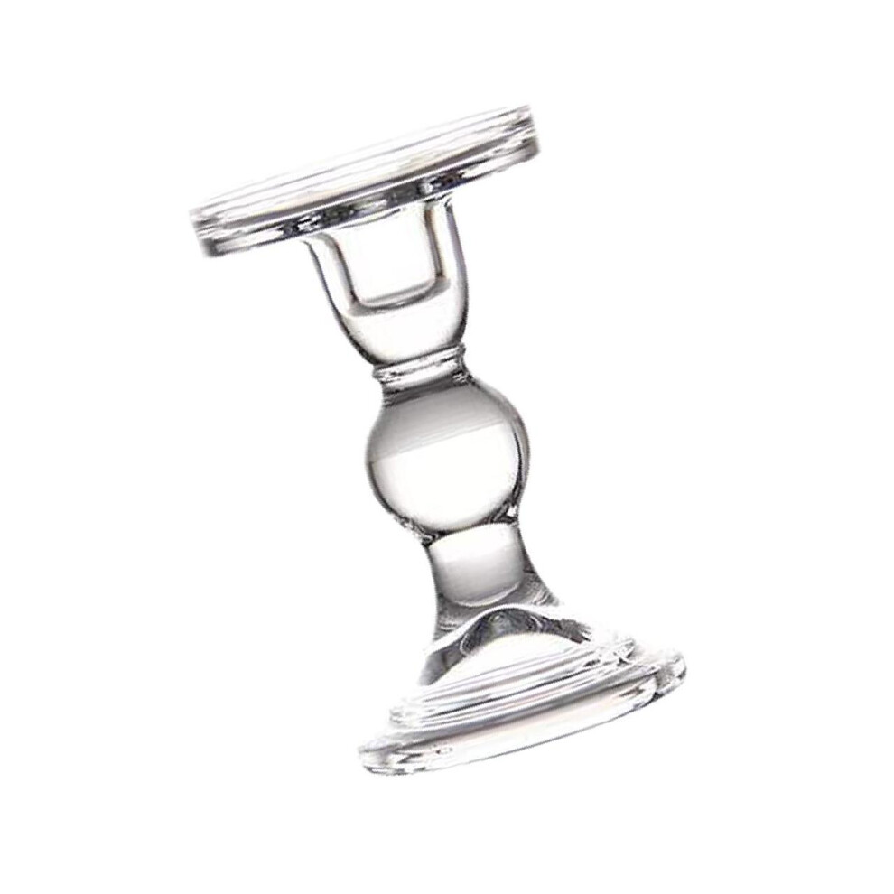 (Height 14 cm) Transparent Glass Candle Holder Candle Stand Candlestick-image-OPC-PKM9RR9-NEW