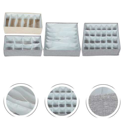 1Set Grey Underwear Storage Box Durable Sock Organizer Household Case 2