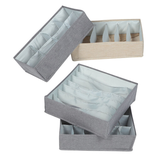 1Set Grey Underwear Storage Box Durable Sock Organizer Household Case